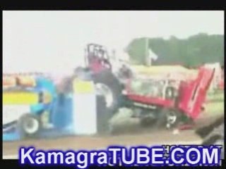 Engine Explodes and Flips at Tractor Pull