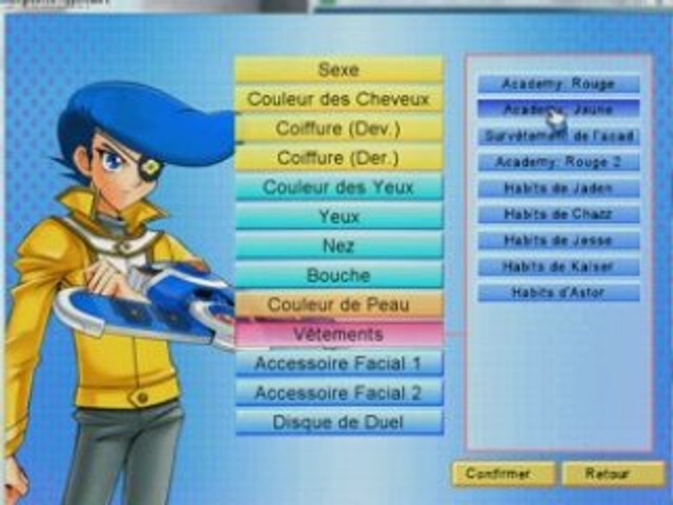 vetement a gagne é deck ds le jeu ygo online 2