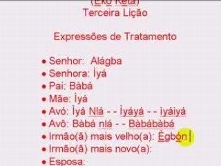 Curso de Yorùbá - Aula 3 (Olùkó Vander)