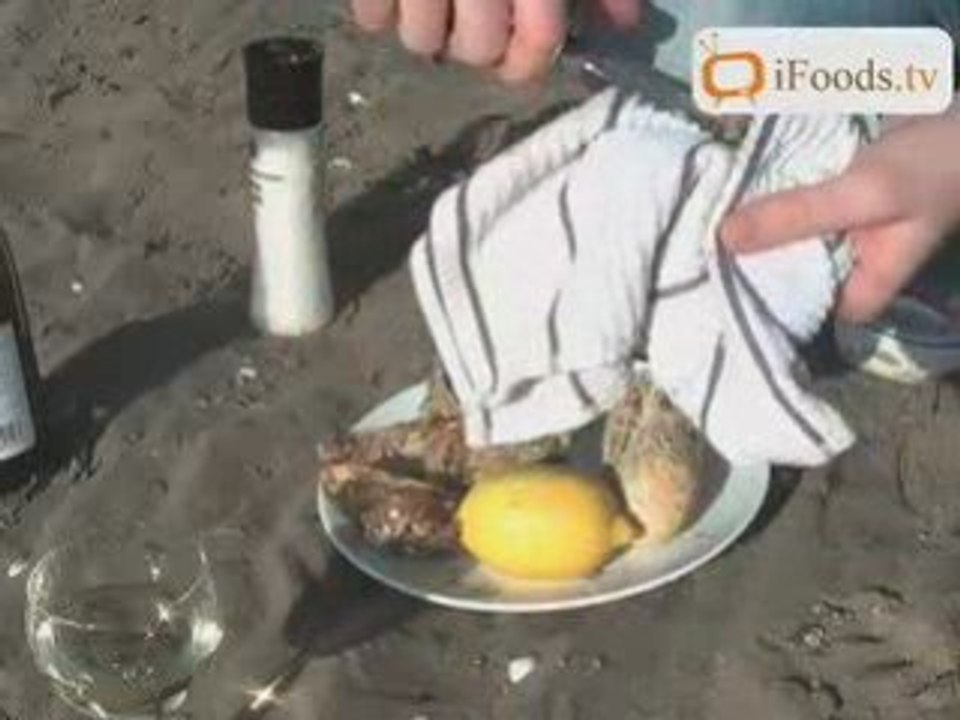 Shucking Oysters at the beach in Ireland