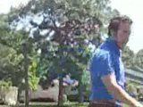 Angry golfer throws golf club