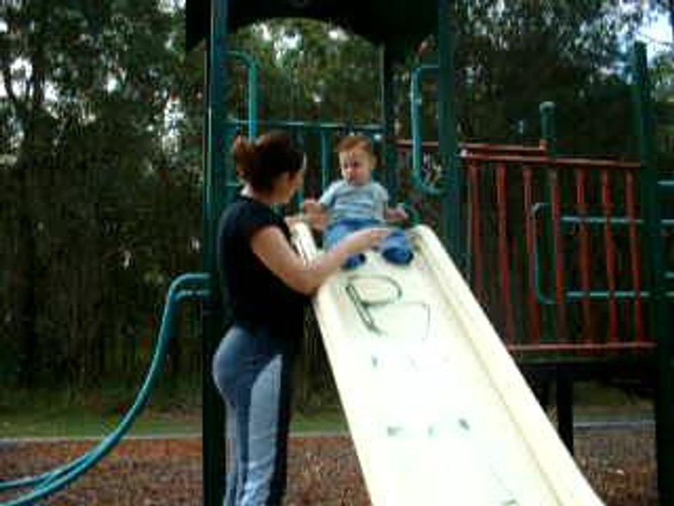 Ozan on a slide