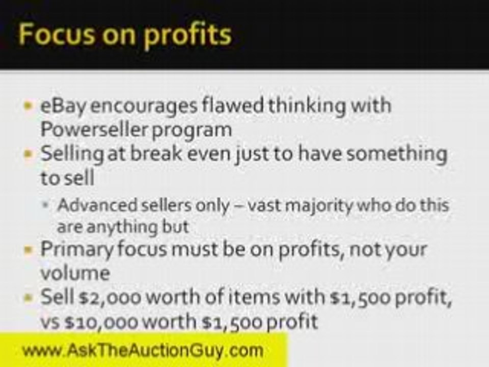 Powerseller Mistakes - Forgetting To Focus On Profits