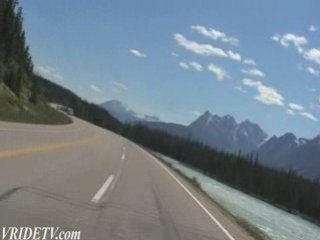 Motorcycle riding in Jasper National Park, Alberta, Canada.