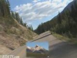 Motorcycle riding to Maligne Lake in Jasper National Park Ab