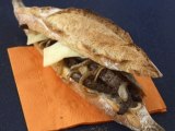 Sandwich de foie de Boeuf aux oignons et fromage