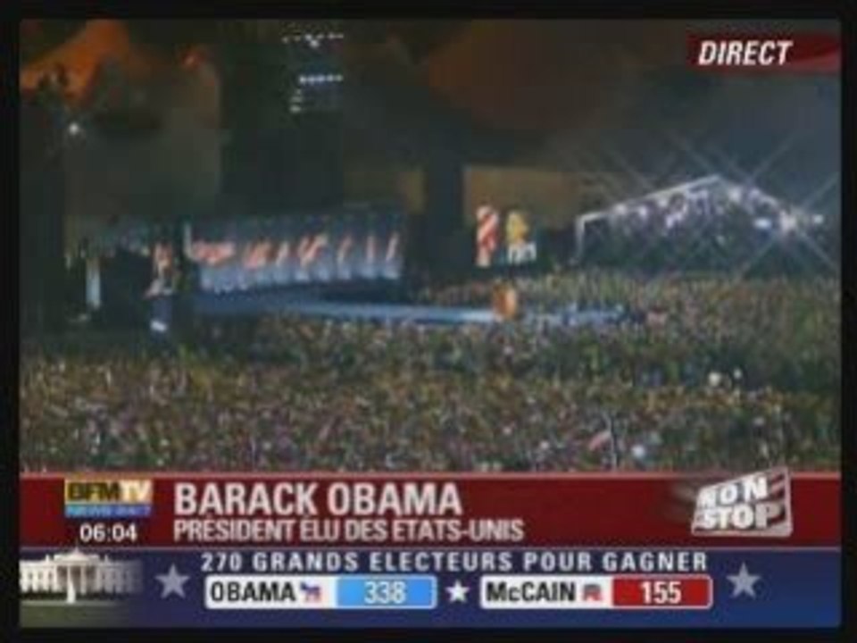 Obama élu Président, son 1er discours (traduit en français)