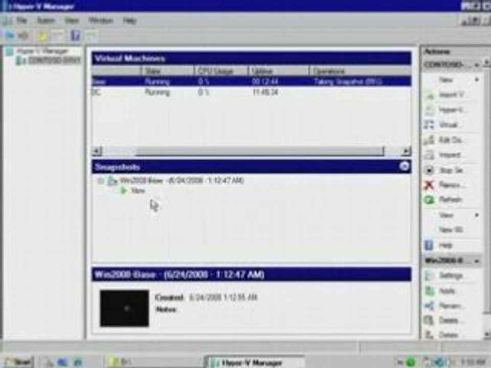 Using Hyper-V Snapshots