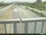 Crazy Driver Smashes Into Traffic Jam