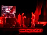 un rideau de théâtre massacré sur scène IMPRO.INFERNO