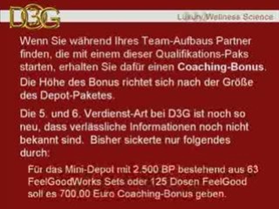 Der D3G Coaching- und Depot-Bonus