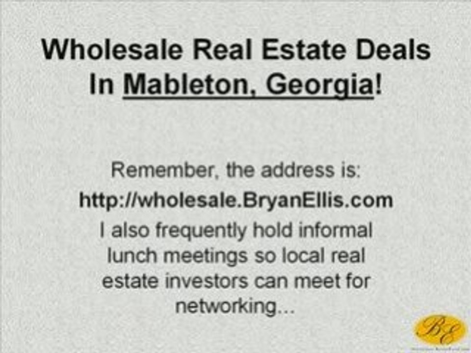 Mableton Wholesale Real Estate Deals by Bryan Ellis