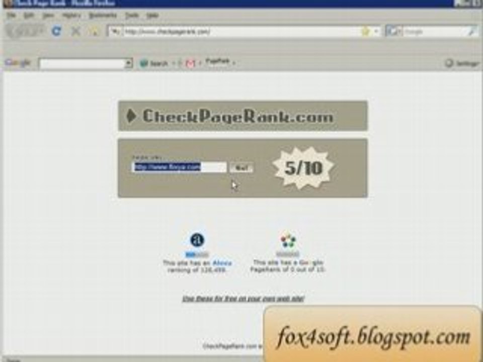 Check Page Rank : Google - Alexa - backlinks  ..