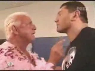 Ric Flair and Batista backstage