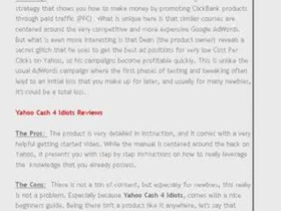 Yahoo Cash 4 Idiots Reviews