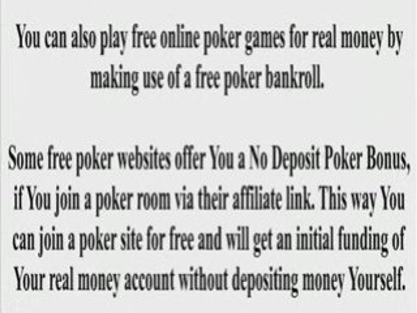 Free Poker Bankroll