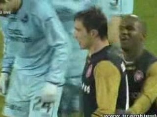 Marek Saganowski of Aalbor scores against Randers FC