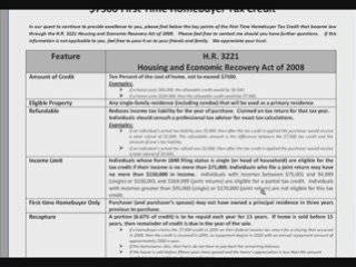 First Time Homebuyer Tax Credit