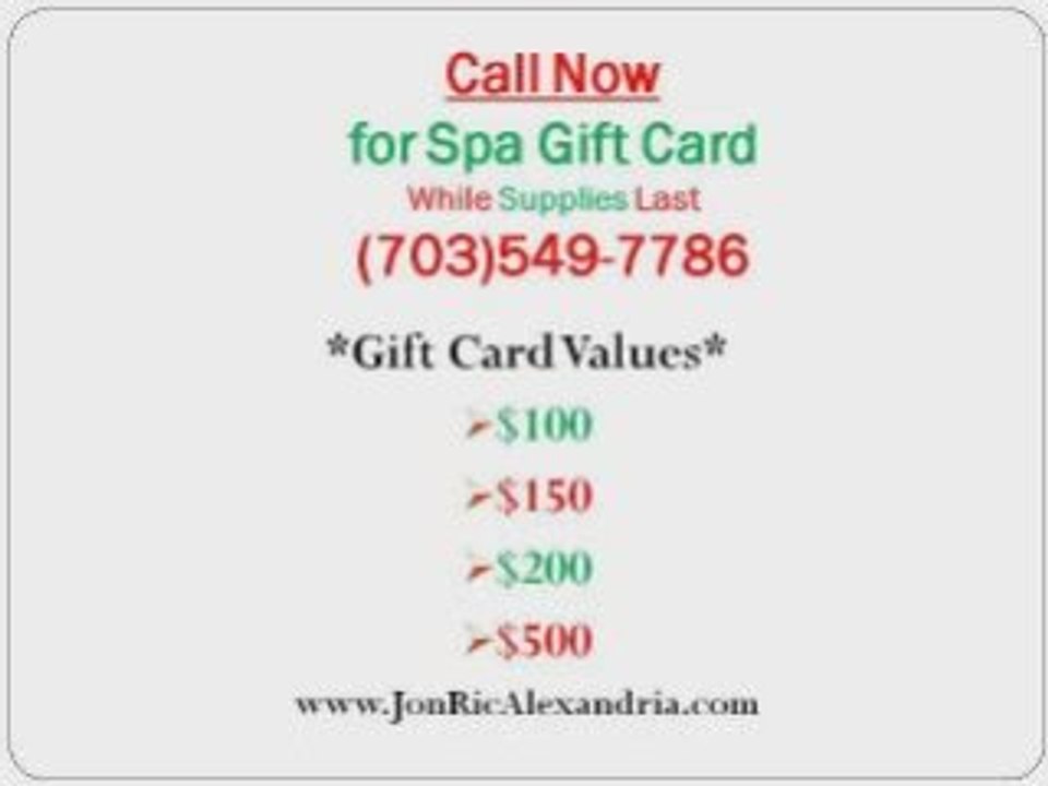 Spa Gift Certificates and Gift Cards Alexandria Virginia