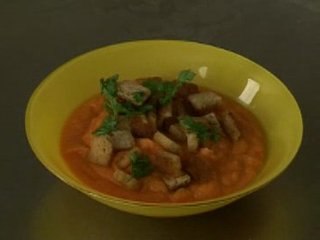 Purée de potiron et croutons aillés