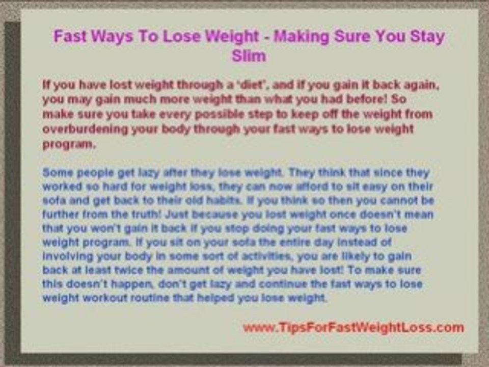 Fast Ways To Lose Weight For People Who Can't Lose Weight