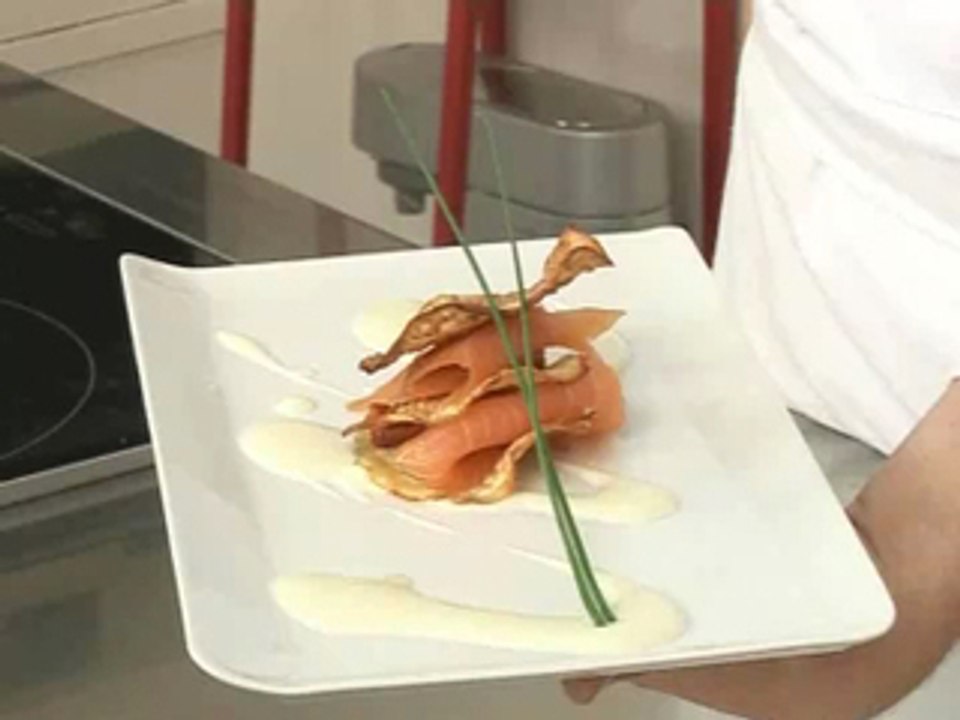 Chips d'artichaut et saumon fumé