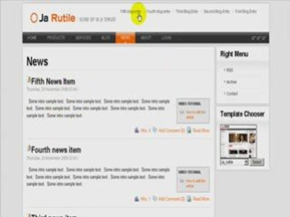 Joomla 1.5 – adding articles video tutorial