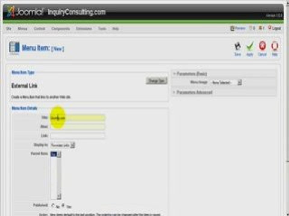 Joomla 1.5 – adding a menu video tutorial