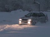 subaru gt turbo drift sur neige !!!