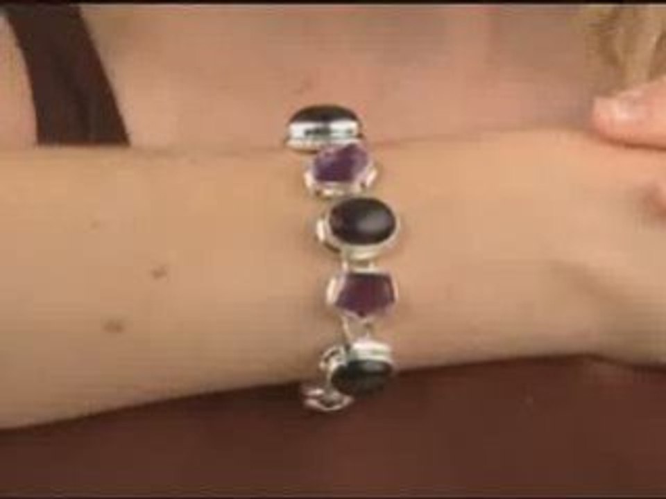 71 Ct. Amethyst Bracelet In Sterling Silver w/ Toggle Clasp
