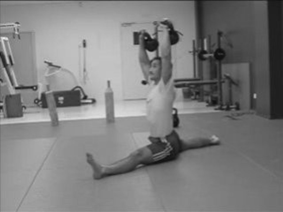 kettlebell grand écart  (splits ) double press