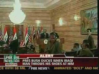 IRAQI MAN THROWS SHOE AT PRESIDENT BUSH