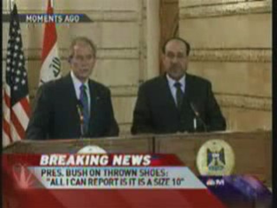 Iraqi Journalist Throws Shoes At President George W. Bush