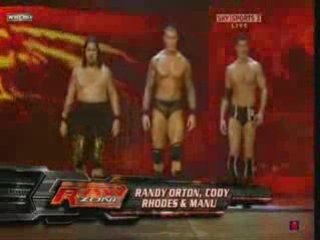 John Cena & Batista vs Orton & Rhodes & Manu - Part 1 of 3