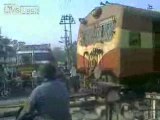 Scooter Traffic Jam at Rail Crossing in Mumba