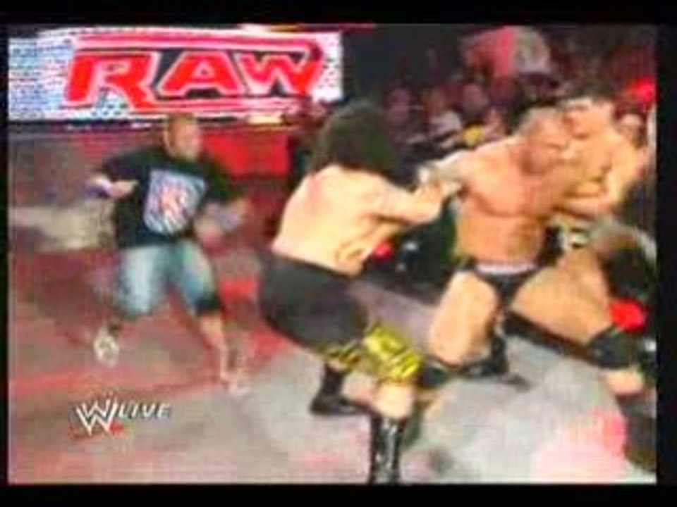 WWE RAW 15/12 The Legacy Attack Batista, and Cena saved him