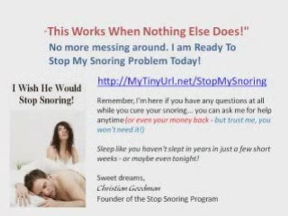 Stop My Snoring - Snoring Solution - Learn To Stop Snoring
