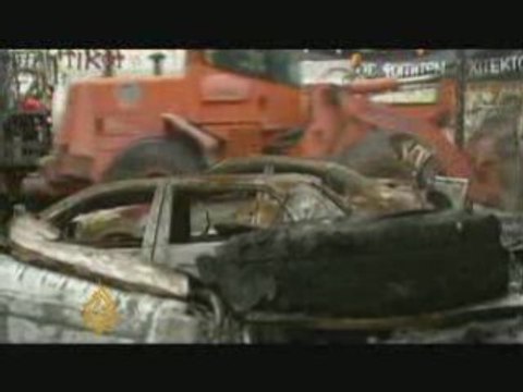 Emeutes Athenes laser