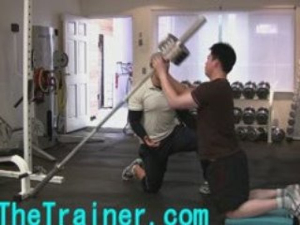 Kneeling Barbell Lever Press for Shoulders, Core & Triceps