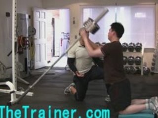 Kneeling Barbell Lever Press for Shoulders, Core & Triceps