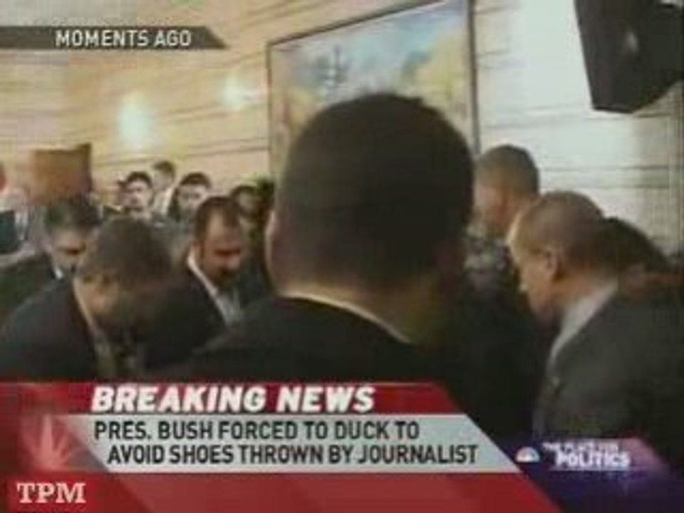 Bush Dodges Shoes Thrown by Iraqi  Journalist Muntazer Zaid
