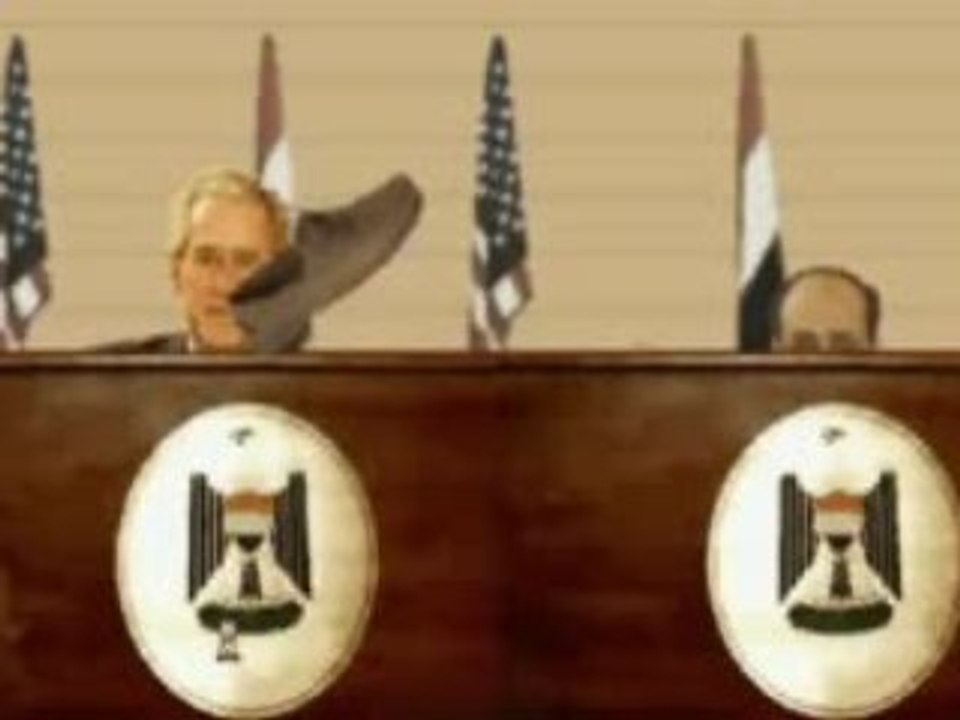 Bush Iraq shoes - صحفي عراقي يقذف بوش بحذائه