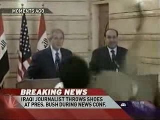 Bush "Iraq Shoes" صحفي عراقي يقذف بوش بحذائه