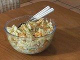 Salade de pates aux legumes croquants, vinaigrette basilic