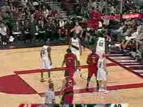 Chris Bosh with a hard left handed throw down.