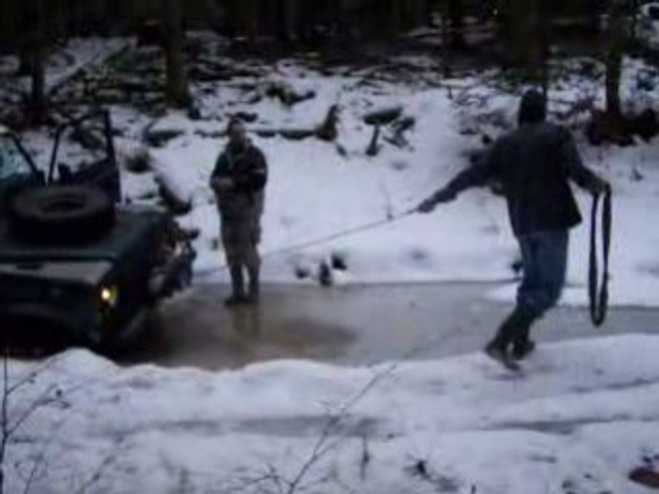 Treuillage land rover 90 sur glace