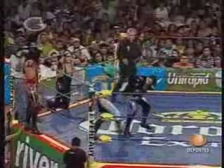 Scoria, Cuervo, Ozz vs Angel, Aerostar, Laredo Kid