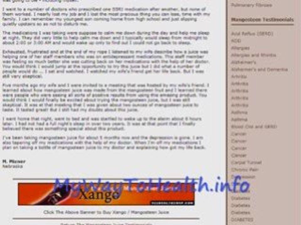 Depression Help Video Using Juice Supplementation...