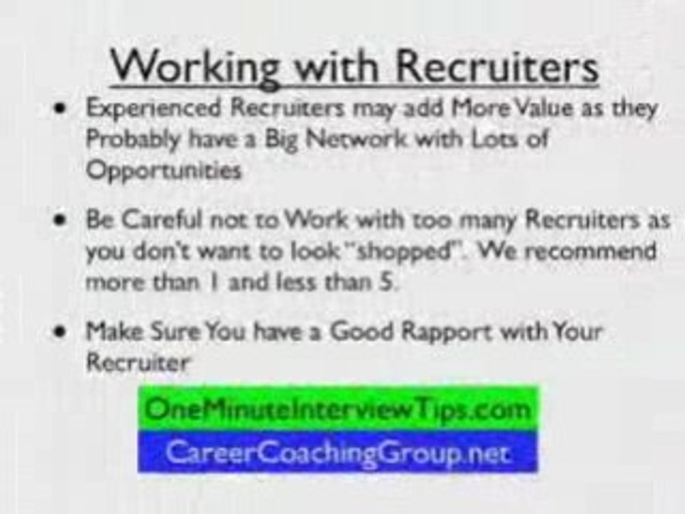 Interview Tips on How to work with recruiters