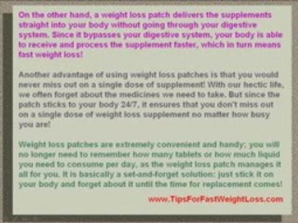 How To Loose Weight Quick Using Weight Loss Patches